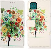 Samsung Galaxy A22 5G Hoesje Portemonnee Book Case Flower Print