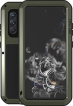 Samsung Galaxy S21 FE Hoes - Love Mei - Metalen Extreme Protection Case - Groen - GSM Hoes - Telefoonhoes Geschikt Voor: Samsung Galaxy S21 FE