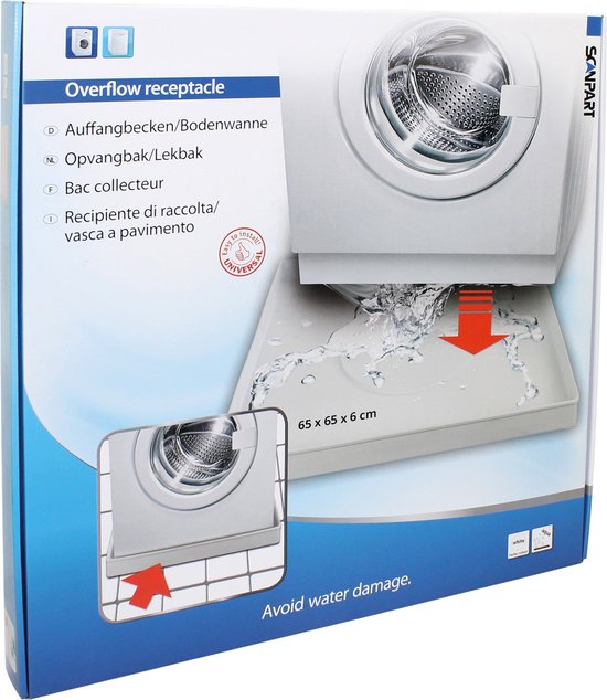 Scanpart lekbak voor wasmachine - 65 x 65 x 6 cm - Met afvoer mogelijkheid - Universeel