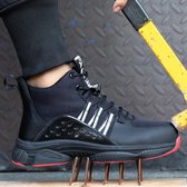 Werkschoenen Dames / Heren - Veiligheidsschoenen Dames - Veiligheidsschoenen Heren - Veiligheidsschoenen Sneakers - Unisex - Zwart/Rood - Hightop - Maat 40