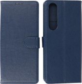 Sony Xperia 1 III Hoesje - Book Case Telefoonhoesje - Kaarthouder Portemonnee Hoesje - Wallet Case - Navy