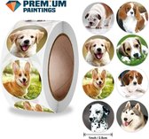 Premium Paintings | Stickers op rol | Dieren | Honden | Hondjes | 500 stuks | Cartoon Dieren | Kinderen | Stickerrol | Stickers | Beloningsstickers | Volwassenen | Bullet Journal |