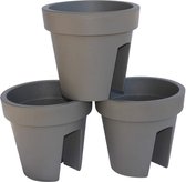 Balkonbak - Zinaps balkon bloem doos ronde 24,5 cm railing pot wit, limoen groen, antraciet -  (WK 02124)