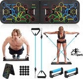 MJ Sports Premium 13 in 1 Push up Bord Inclusief Weerstandskabels - Opdruksteunen - Opdrukken - Push ups - Full Body - Home Workout - Inklapbaar - Multicolor - Fitness