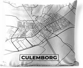 Coussin d'extérieur Weatherproof - Map - Culemborg - Zwart - Wit - 50x50 cm