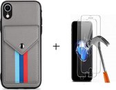 GSMNed – Leren telefoonhoes Grijs – Luxe iPhone X/Xs hoesje – magneetsluiting – pasjeshouder – Portemonnee – Grijs – met screenprotector