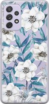 Samsung A52 transparant hoesje - Bloemen / Floral blauw | Samsung A52 case | blauw | Casimoda