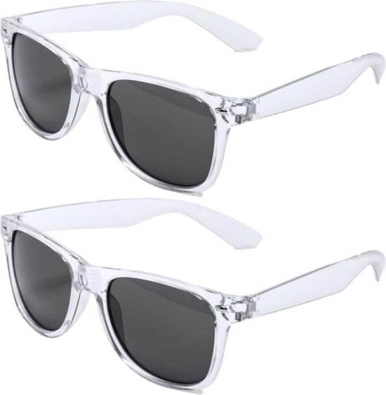 Set van 12x stuks transparante retro model zonnebril UV400 bescherming dames/heren - Party zonnebrillen
