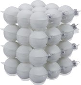 72x Satijn witte glazen kerstballen 4 cm - mat - Kerstboomversiering wit