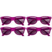 4x stuks zonnebril fuchsia roze - UV400 bescherming - Wayfarer model - Zonnebrillen voor dames/heren