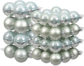 52x stuks glazen kerstballen mintgroen (oyster grey) 6 en 8 cm mat/glans - Kerstversiering/kerstboomversiering