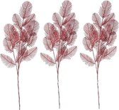3x stuks rode glitter varens kunstbloem kunsttak 64 cm - Woondecoratie - Kunstbloemen/kunsttakken/kunstplanten