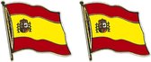 2x stuks pin broche van Vlag Spanje/Spaanse vlag - Spaanse feestartikelen