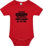 Proof daddy does not only play games tekst baby rompertje rood jongens en meisjes - Kraamcadeau - Babykleding 56 (1-2 maanden)