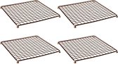 4x Stuks vierkante pannen onderzetters van metaal koper/rose 20 cm - Onderzetters voor ovenschalen en kookpannen