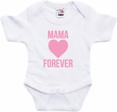 Mama forever roze hart tekst baby rompertje wit jongens en meisjes - Kraamcadeau/ Moederdag cadeau - Babykleding 68 (4-6 maanden)