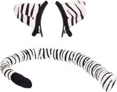 Dieren verkleed set witte tijger staart en oortjes - Dierenpak accessoires voor kinderen