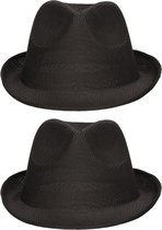 4x stuks zwart trilby hoedje/gleufhoed voor volwassenen - Partyhoeden - Verkleed hoedjes
