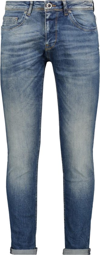 Blauwe Cars Jeans spijkerbroek, slim fit model met lichte wassing en omgerolde broekspijpen.