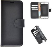 iPhone 7 Plus hoesje - iPhone 8 Plus hoesje - iPhone 6 Plus - Bookcase - Portemonnee Hoesje Echt leer Wallet case Zwart