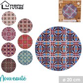 Fornord Coaster Round Mosaic Design Diverse couleurs