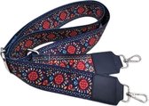 THL Design - Schouderband Voor Tas – Tassenriem – Tas Hengsel - Bag Strap - Verstelbaar – Zilverkleurig – Donkerblauw / Rood Multicolour