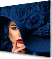 Glasschilderij Classic blue hat | 4 mm veiligheidsglas | 60 x 60 cm | Blind ophangsysteem | Glazen schilderijen