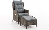 Chaise de jardin - Avec repose-pieds - Fauteuil - Ajustable - Grijs - 102 x 64 x 115cm