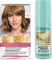 L'Oréal Excellence Creme Haarverf 7 Middenblond + Magic Retouch Uitgroeispray Middenblond 75 m Pakket
