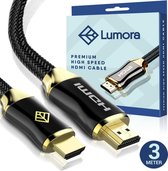 Lumora – HDMI 2.0 Kabel – 4K - Ultra HD - Gold Plated - 3 Meter – High Speed Cable – Full HD 1080p –  3D – 4K - Laptop - TV - Monitor – DVD – tablet – beeldscherm – HDMI naar HDMI