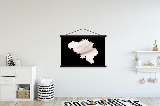 Affiche scolaire - Carte - België - Wit - 150x100 cm - Lattes noires