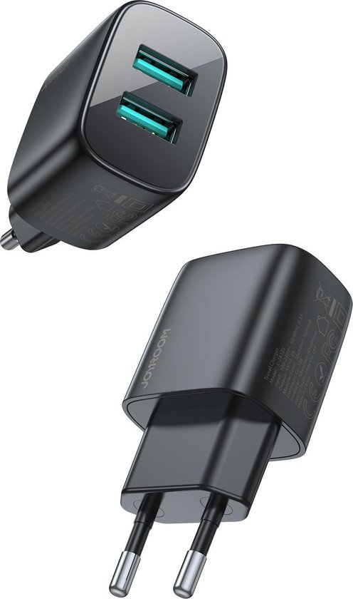 Joyroom Dual USB Adapter 2.4 A - Chargeur Fast - Adaptateur chargeur  smartphone - noir... | bol