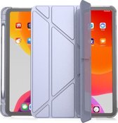 Meervoudig opvouwbaar horizontaal flip PU-leer + TPU Aitbag Schokbestendig Half-paste hoesje met houder en pensleuf & slaap- / wekfunctie voor iPad Pro 11 2020/2021 (lavendelgrijs)