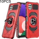 Voor Samsung Galaxy A22 5G 10 PCS Union Armor Magnetische PC + TPU Shockproof Case met 360 Graden Rotatie Ring Houder (Rood)
