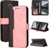 Voor Nokia 3.4/5.4 Zakelijke stiksels-kleur Horizontale Flip PU lederen tas met houder & kaartsleuven & fotolijst (roze)