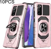 Voor Samsung Galaxy Note20 10 PCS Union Armor Magnetische PC + TPU Shockproof Case met 360 Graden Rotatie Ring Houder (Rose Gold)