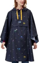 Joules regenponcho donkerblauw met bloemen-OS