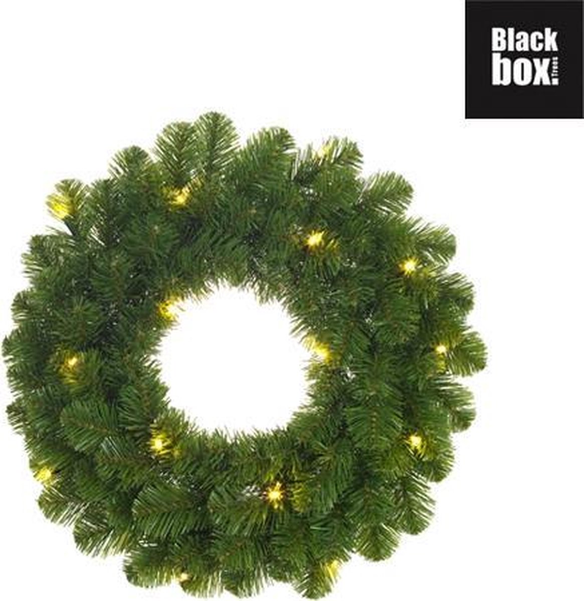 Black Box Kerstkrans - D30 cm - met LED verlichting - 10 lampjes - warm wit - batterijen - deurkrans – foto 7
