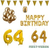 64 jaar Verjaardag Versiering Pakket Goud