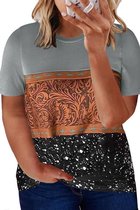 T'shirt Dames - Marmeren Print Grijs - Maat XXXXL/4XL 'Saris'