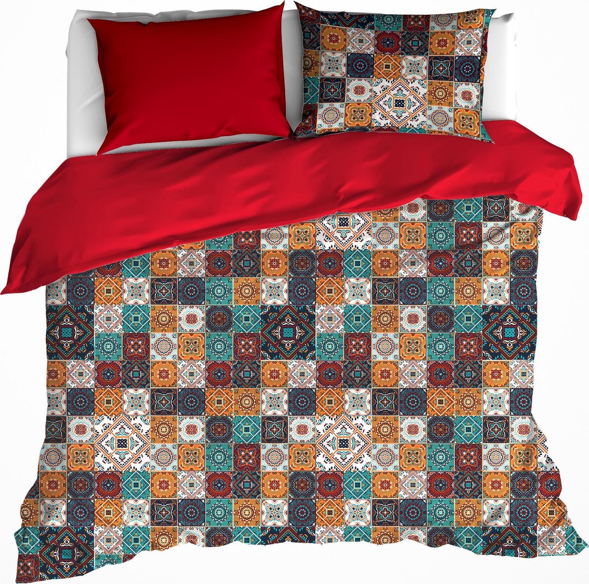 De Witte Lietaer Dekbedovertrek Ankara - Lits Jumeaux - 240 x 220 cm - Katoen Rood