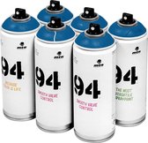 MTN 94 Electric Blue - blauwe spuitverf - 6 stuks - 400ml lage druk en matte afwerking