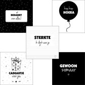 'Feel good' kaarten | set van 10 toffe vierkante zwart-wit kaarten + vierkante enveloppen | ansichtkaarten | zwart wit kaarten | trendy vierkante kaarten