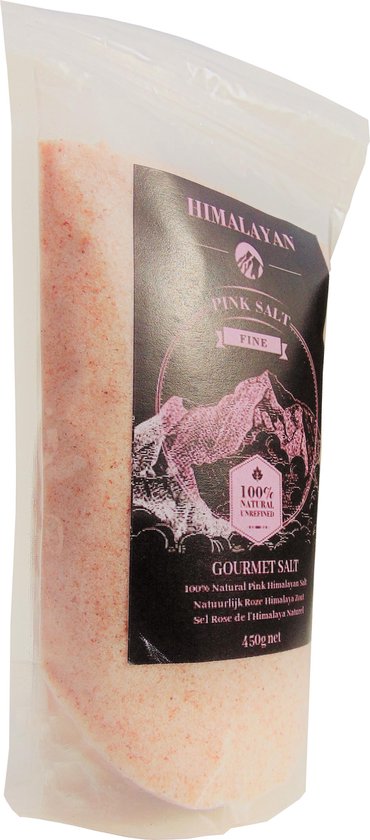 Roze Himalaya Zout Fijn 900g (2x450g) Hersluitbare Stand-up Pouches