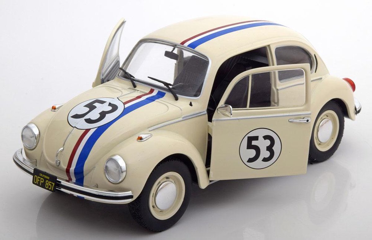 ik ben verdwaald criticus nood Volkswagen Beetle Racer #53 Herbie (Crème) (20 cm) 1/18 Solido + 3 auto  stickers! -... | bol.com