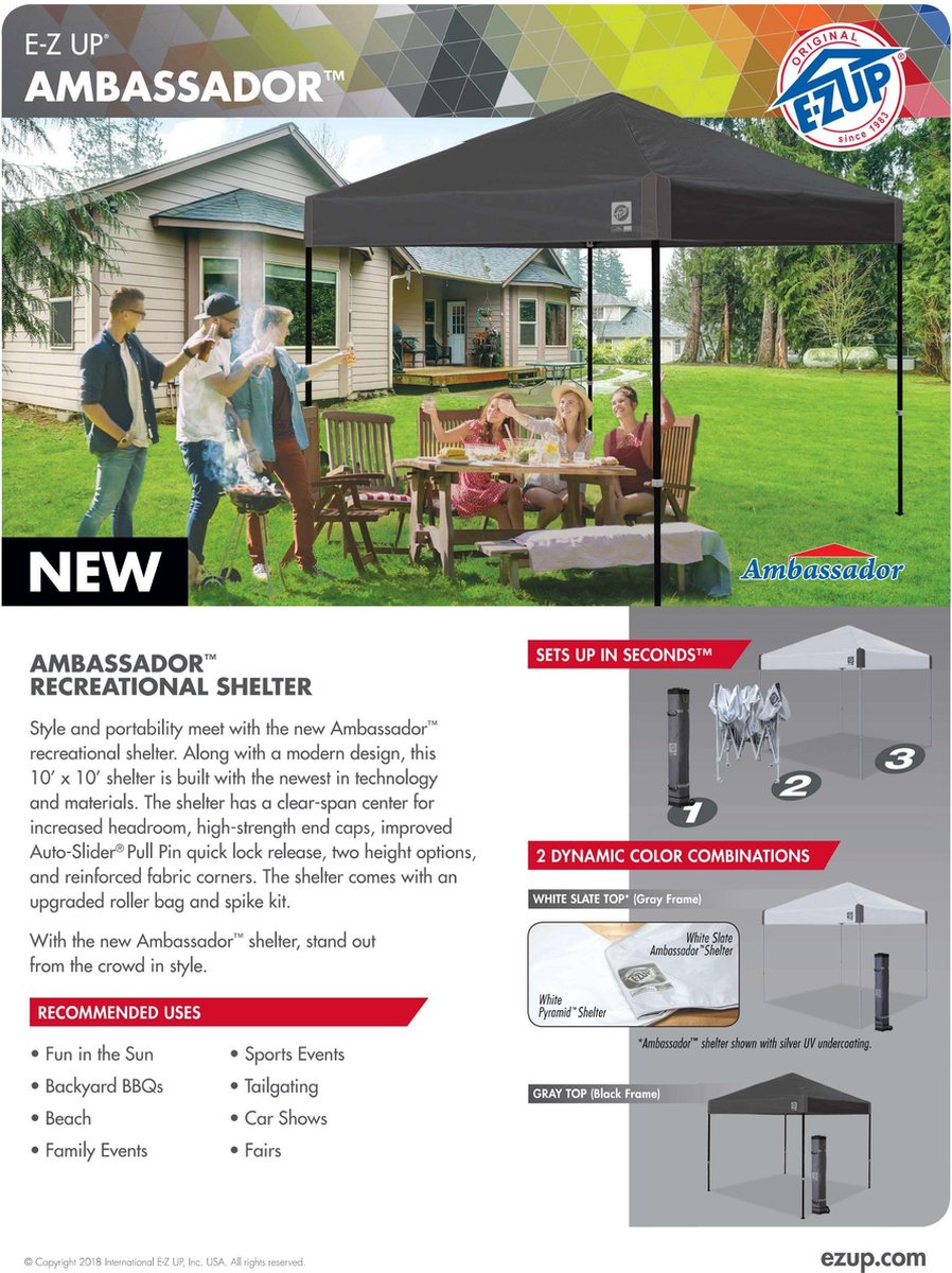 Original E-Z UP Ambassador Partytent 3x3m Grey