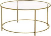 Salontafel Rond - Glazen Tafel - Gouden Stalen Frame - Gehard glas