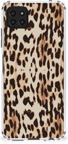 Hippe Hoesje Geschikt voor Samsung Galaxy A22 5G Smartphone hoesje met doorzichtige rand Leopard