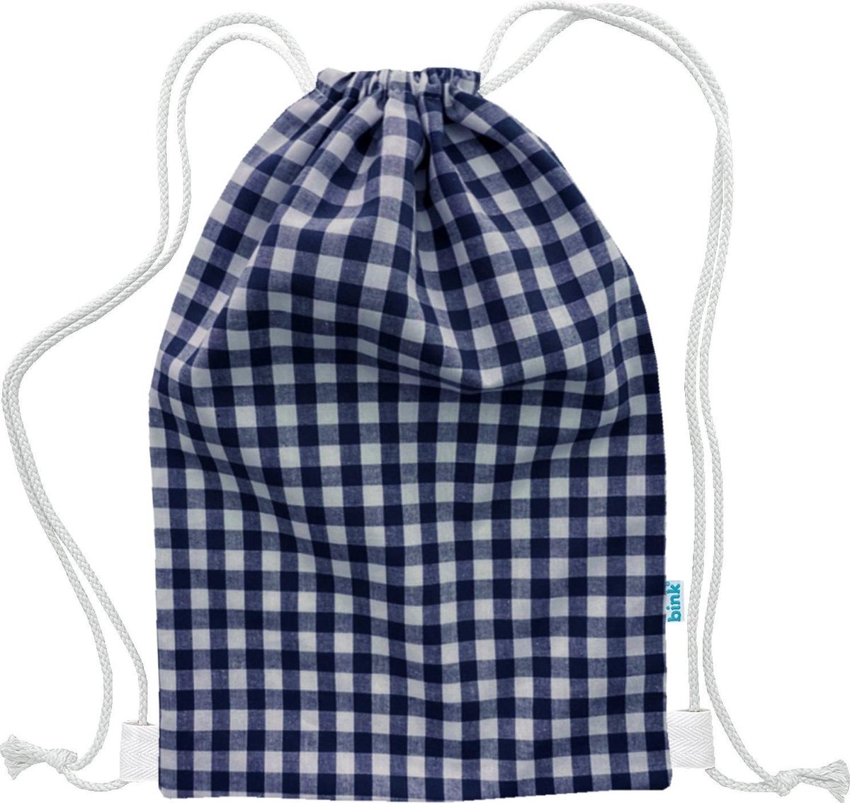 BINK Bedding Gymtas / Zwemtas BB ruit marine 1 cm ruit - 40 x 28 cm - boerenbont blauw - peuter - kleuter