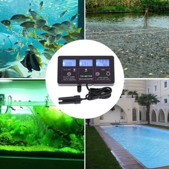 Testeur de qualité de l'eau d'aquarium professionnel 6 en 1 moniteur de  mètre de PH